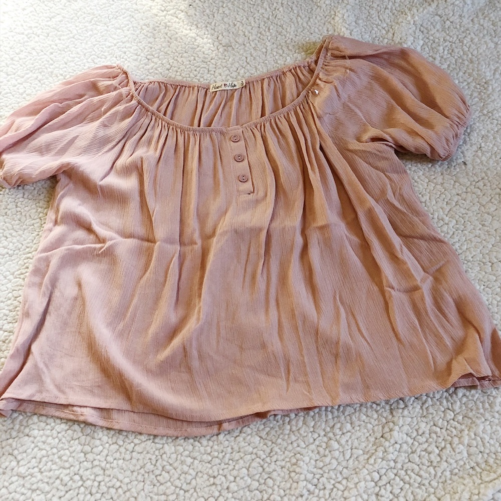 Pink over the shoulder blouse
